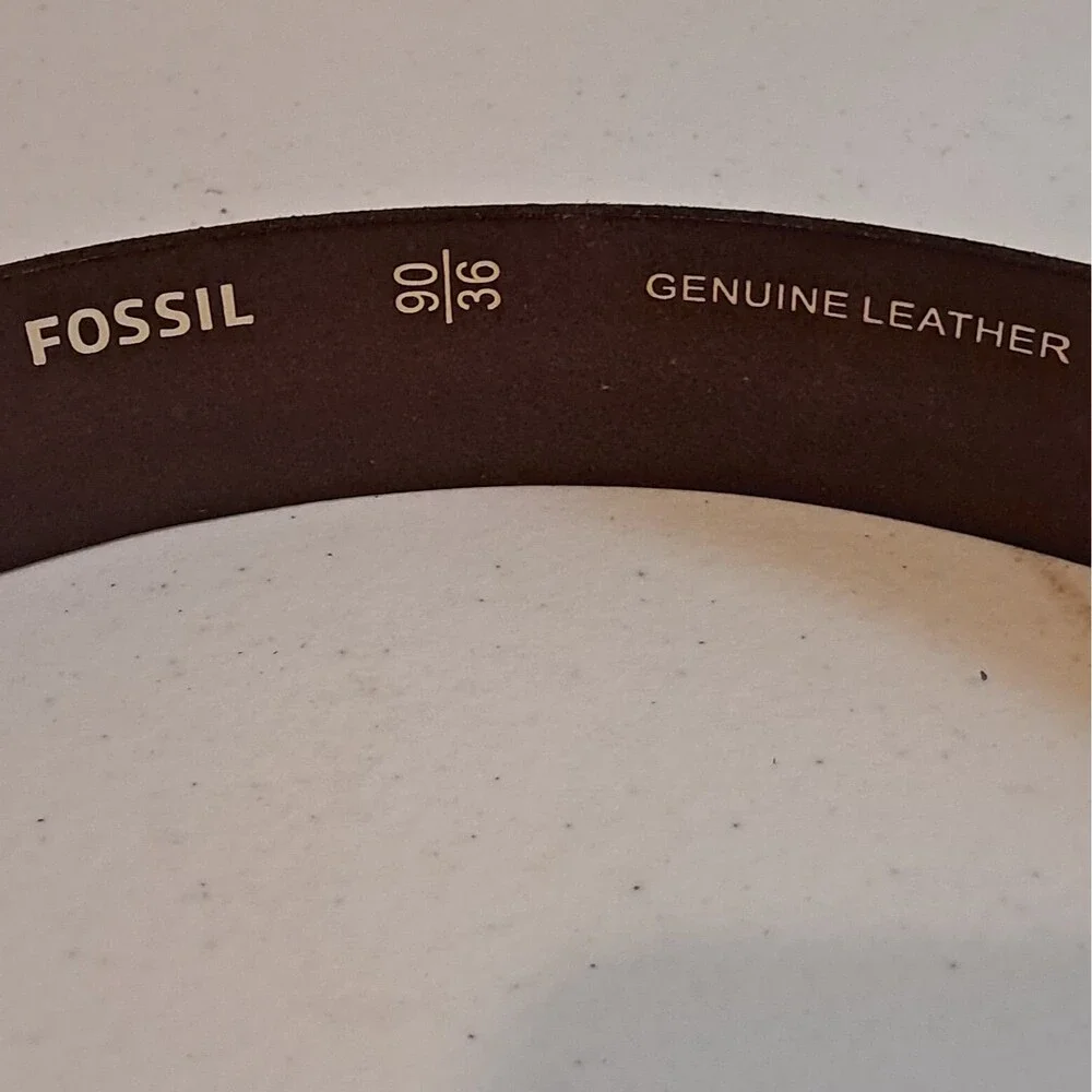 Leather Mens Fossil Theo Belt Double Stitch Design  36